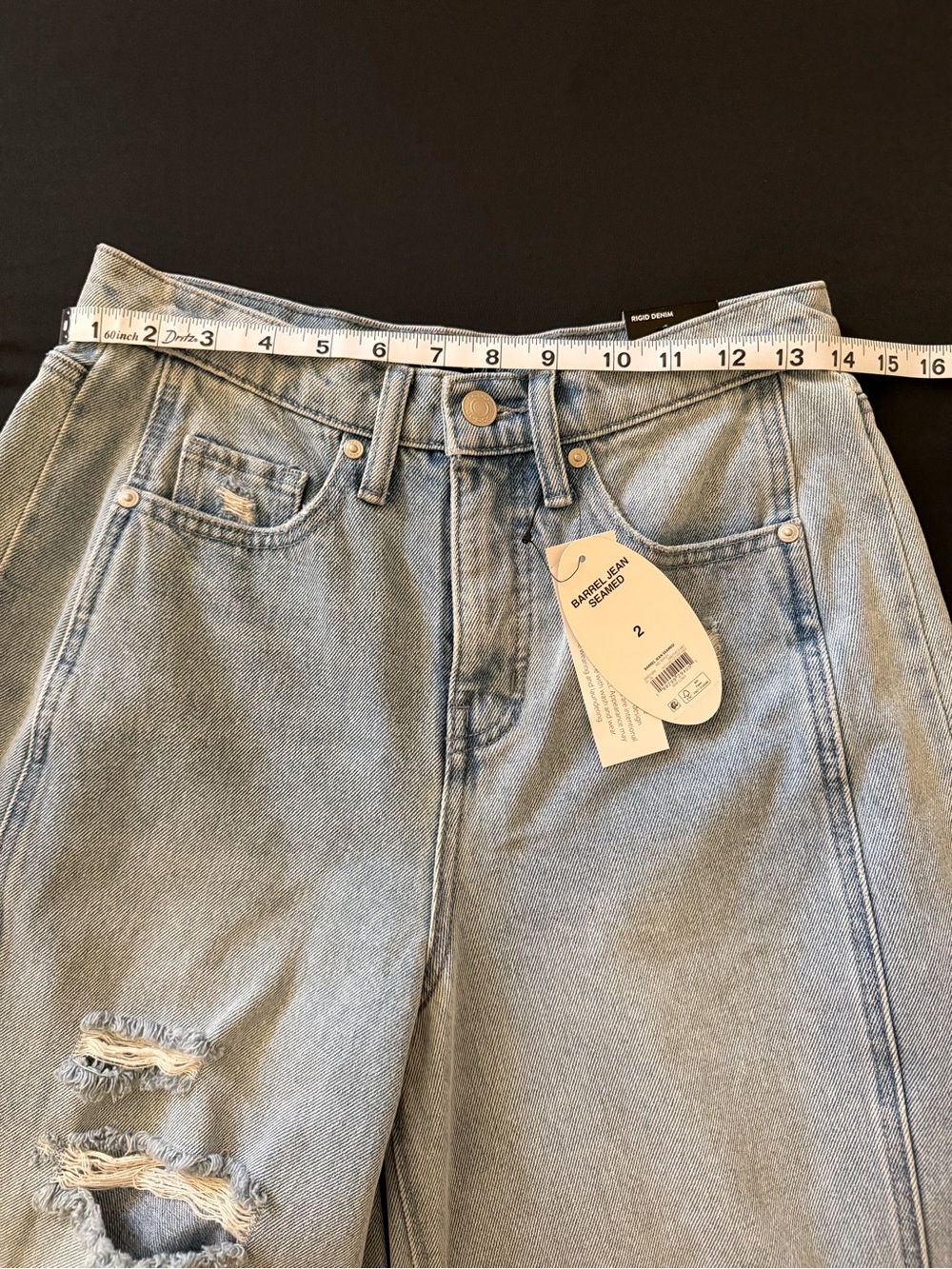 Scoop High Rise Barrel Jeans Distressed Light Wash NWT Size 2 - Picture 4 of 7